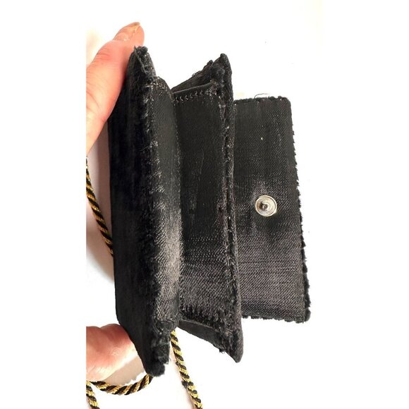 Vintage Embroidered Zardozi  Design Velvet Mini Crossbody Bag Braided‎ Strap - Picture 15 of 16